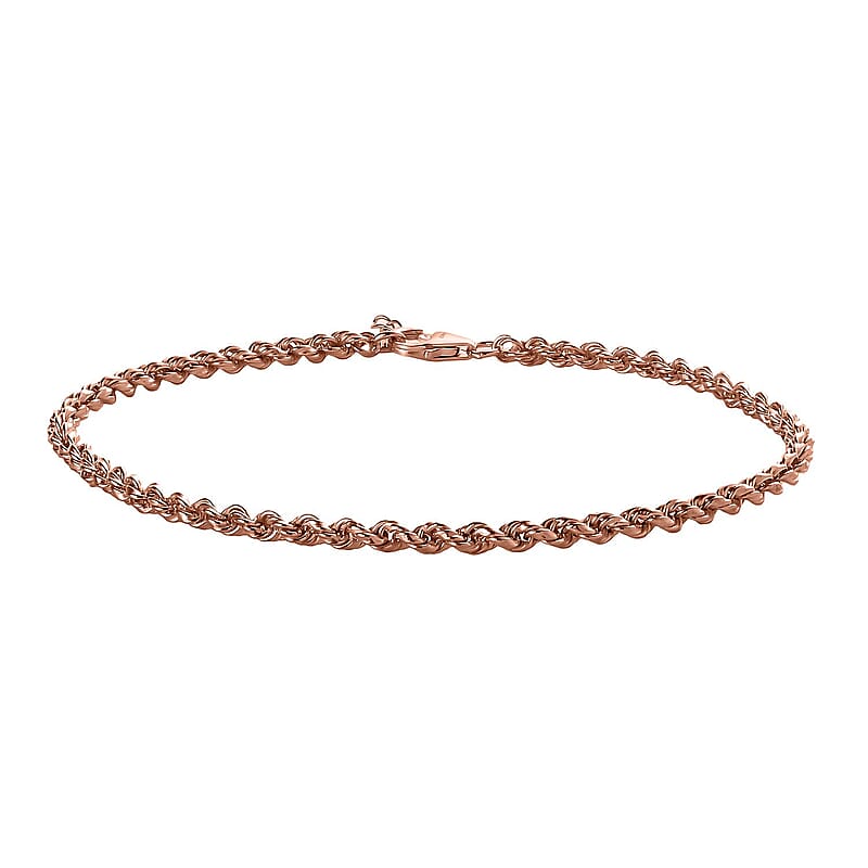 14K Rose Gold Over Sterling Silver Anklet 9 Inches 11.5 Grams