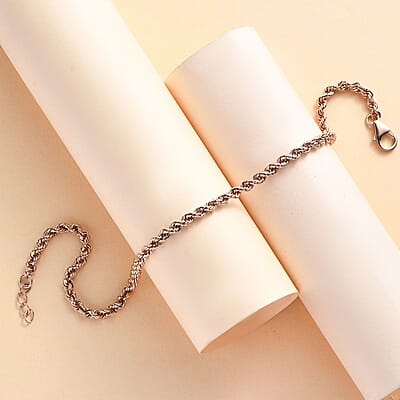 14K Rose Gold Over Sterling Silver Anklet 9 Inches 11.5 Grams