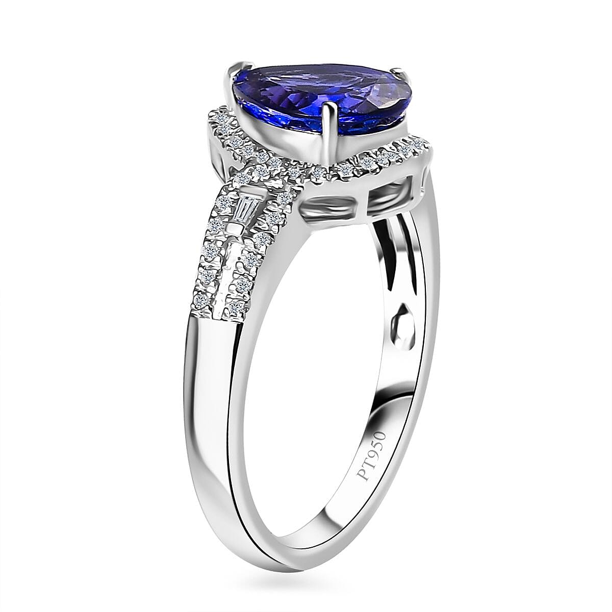 Certified and appraied  Rhapsody 950 Platinum AAAA Tanzanite and E-F VS Diamond Ring (Size 9.0) 7 Grams 3.00 ctw image number 3