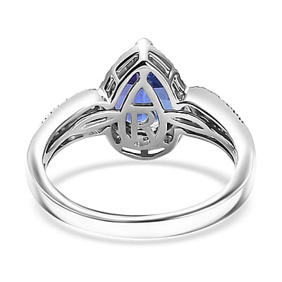 Certified and appraied  Rhapsody 950 Platinum AAAA Tanzanite and E-F VS Diamond Ring (Size 9.0) 7 Grams 3.00 ctw
