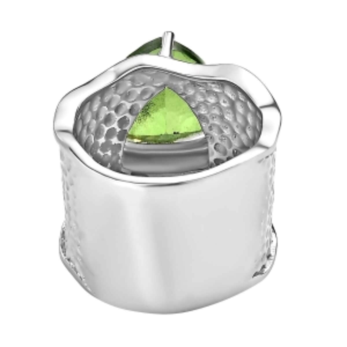 Chartreuse Quartz 6.35 ctw Solitaire Ring in Stainless Steel (Size 8.0) image number 5