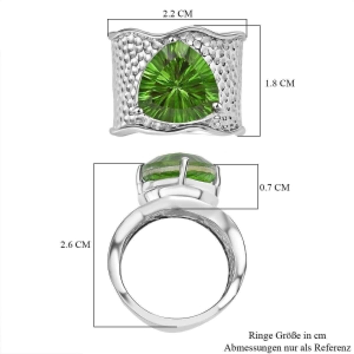 Chartreuse Quartz 6.35 ctw Solitaire Ring in Stainless Steel (Size 8.0) image number 6