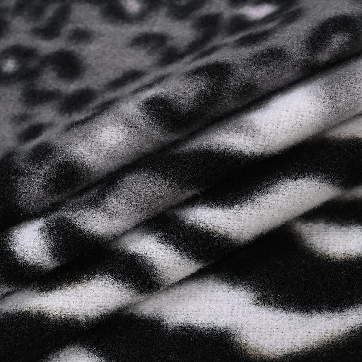 Tamsy Black Gray Tiger Print Shawl image number 3