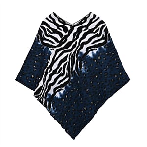 Tamsy Blue Tiger Print Shawl 