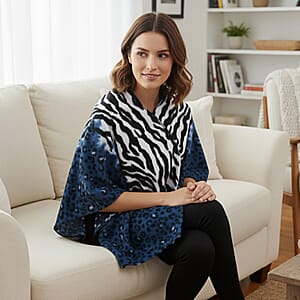 Tamsy Blue Tiger Print Shawl 