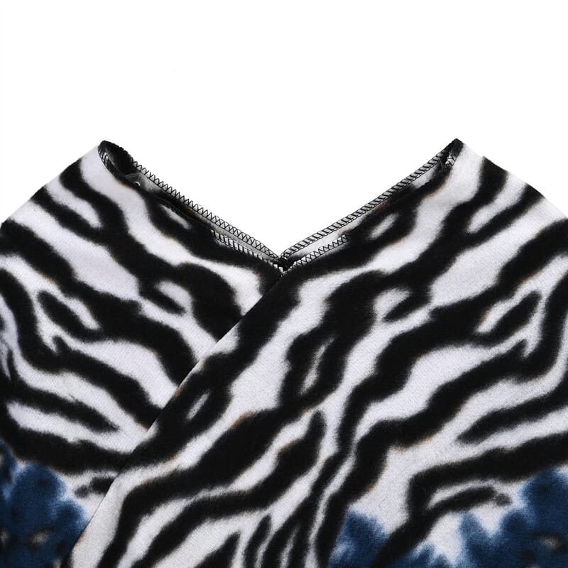 Tamsy Blue Tiger Print Shawl