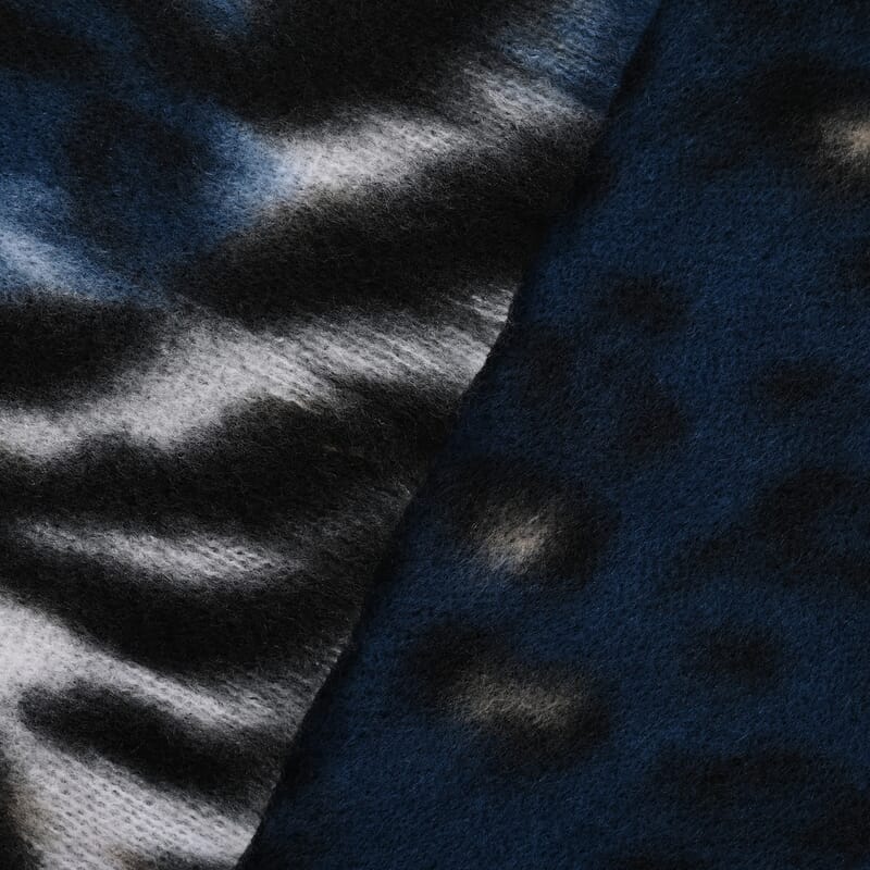 Tamsy Blue Tiger Print Shawl