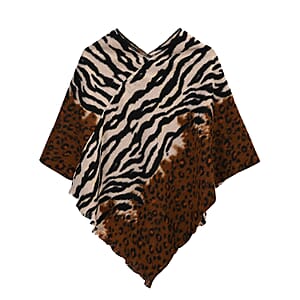 Tamsy Brown Tiger Print Shawl