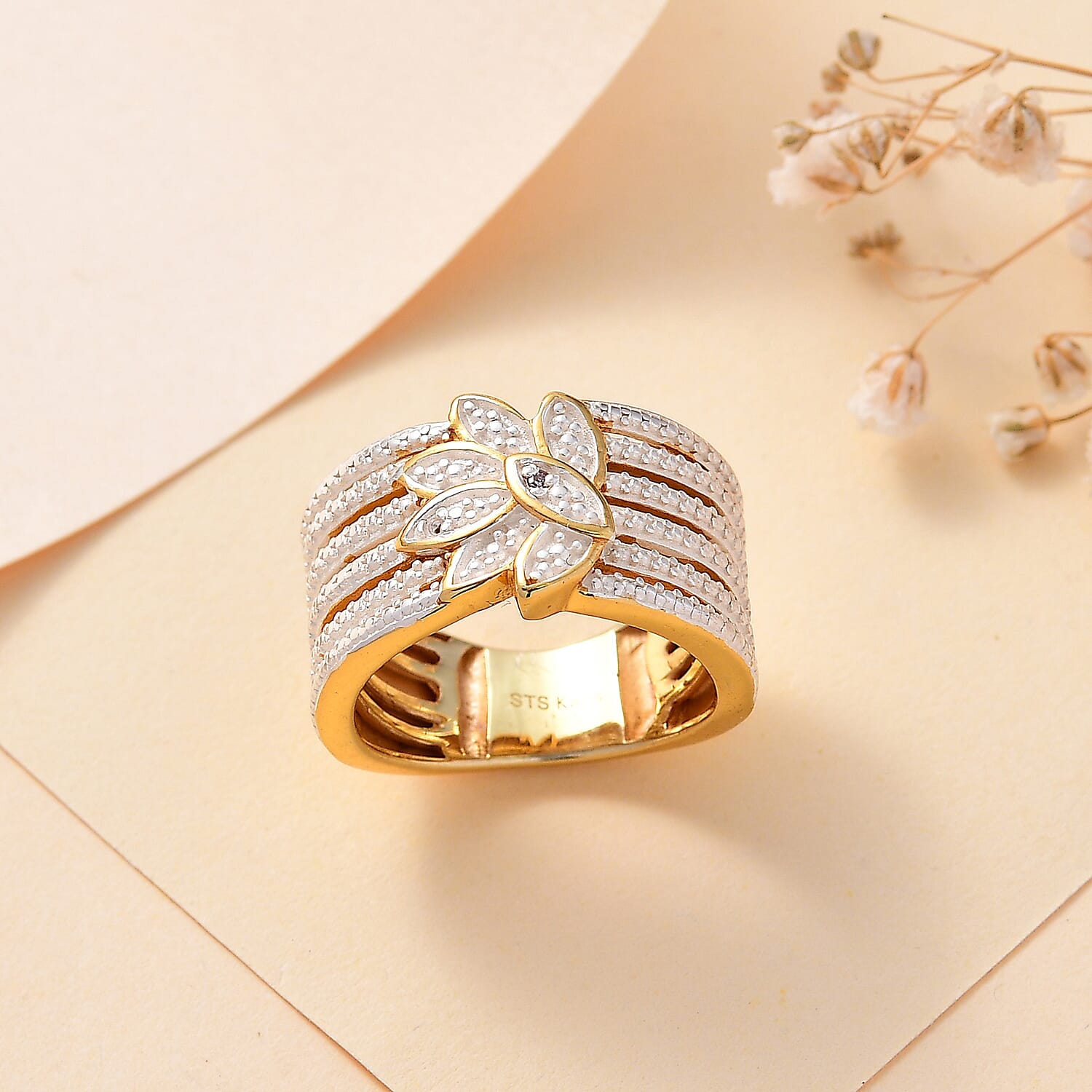 Karis Diamond Accent Ring in 18K YG Plated (Size 10.0)