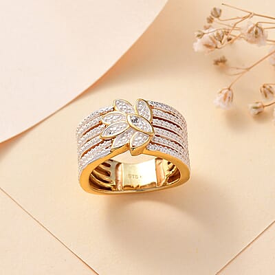 Karis Diamond Accent Ring in 18K YG Plated (Size 10.0)