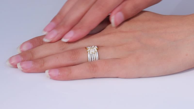 Karis Diamond Accent Golden Leaf Band Ring