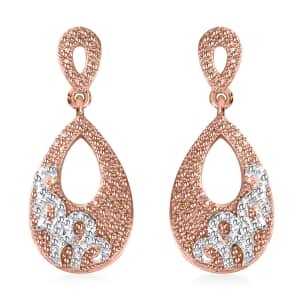 Karis Natural Champagne Diamond Accent Oval Dangling Earrings in 18K Rose Gold Plated