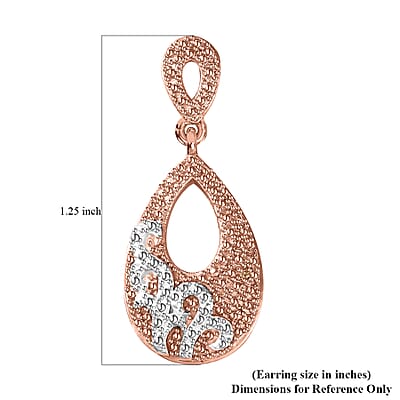 Karis Natural Champagne Diamond Accent Oval Dangling Earrings in 18K Rose Gold Plated