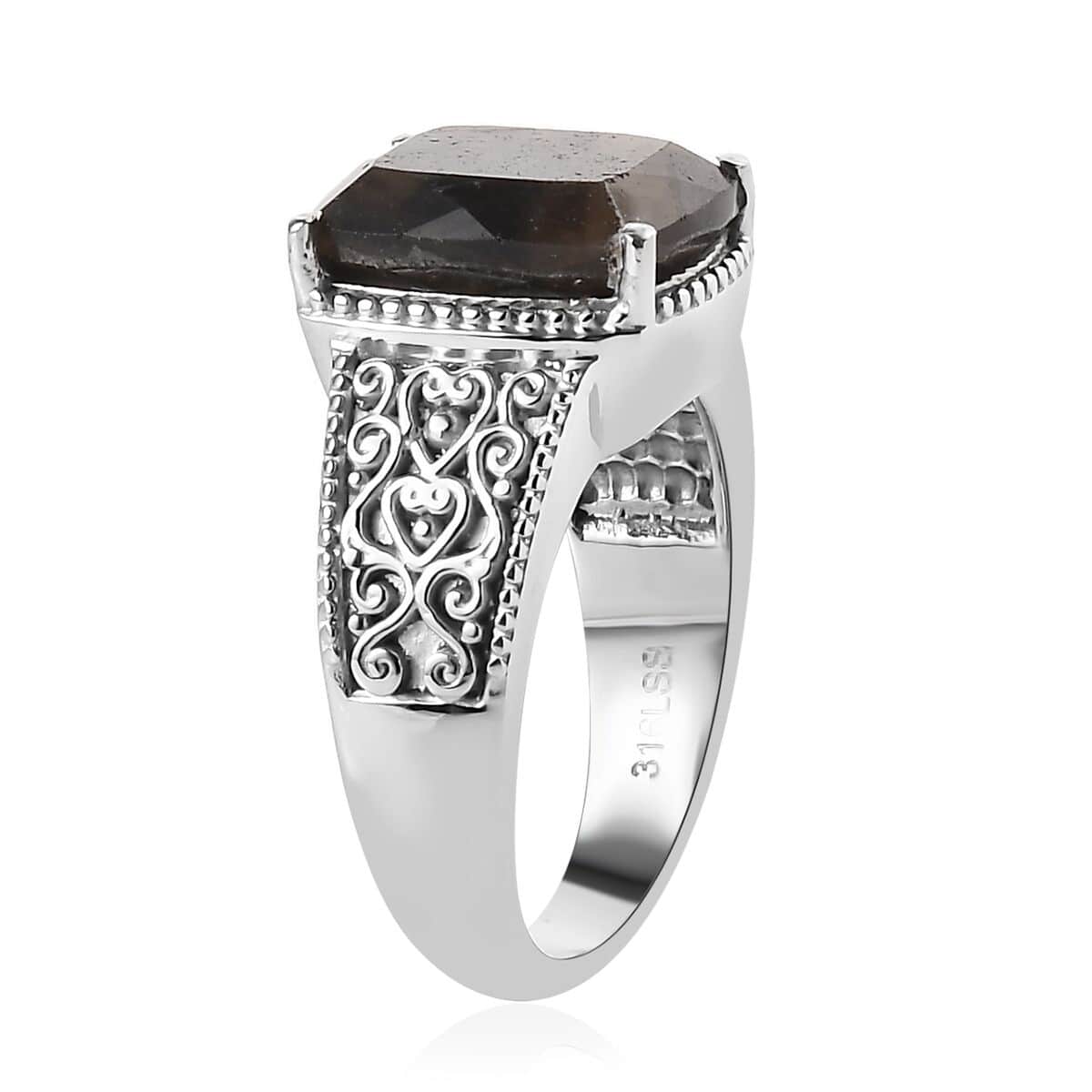 Zawadi Chocolate Sapphire Solitaire Ring in Stainless Steel (Size 10.0) 7.25 ctw image number 3