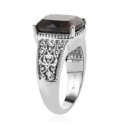 Zawadi Chocolate Sapphire Solitaire Ring in Stainless Steel (Size 10.0) 7.25 ctw