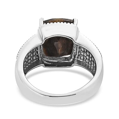Zawadi Chocolate Sapphire Solitaire Ring in Stainless Steel (Size 10.0) 7.25 ctw