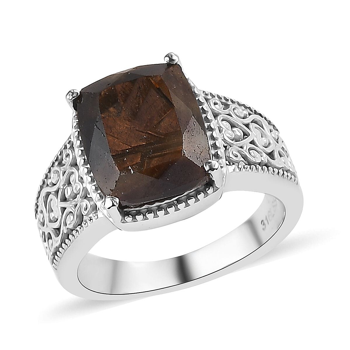 Zawadi Chocolate Sapphire Solitaire Ring in Stainless Steel (Size 6.0) 7.25 ctw image number 0