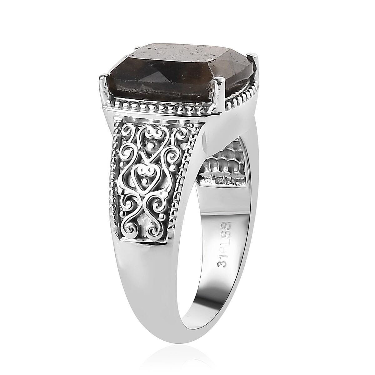 Zawadi Chocolate Sapphire Solitaire Ring in Stainless Steel (Size 6.0) 7.25 ctw image number 3