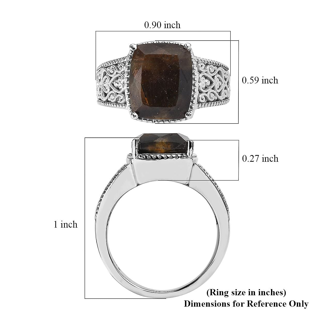 Zawadi Chocolate Sapphire Solitaire Ring in Stainless Steel (Size 6.0) 7.25 ctw image number 5