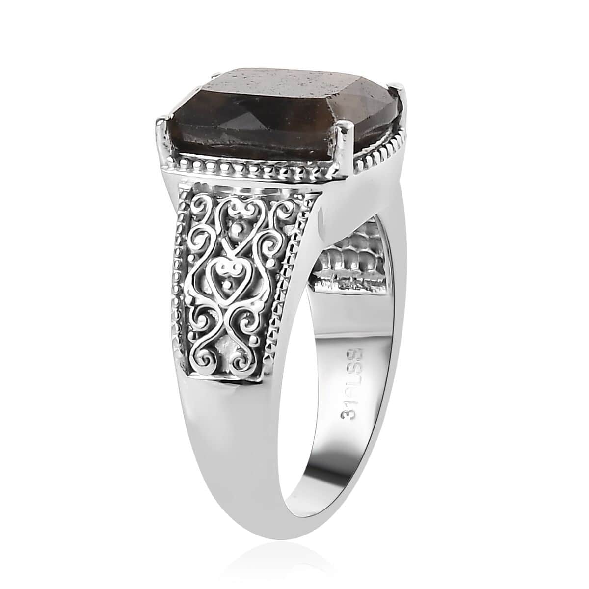 Zawadi Chocolate Sapphire Solitaire Ring in Stainless Steel (Size 7.0) 7.25 ctw image number 3