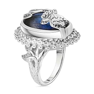Labradorite 12.07 ctw Ring in Rhodium Over Sterling Silver (Size 9)