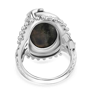 Labradorite 12.07 ctw Ring in Rhodium Over Sterling Silver (Size 9)