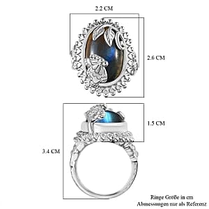 Labradorite 12.07 ctw Ring in Rhodium Over Sterling Silver (Size 9)