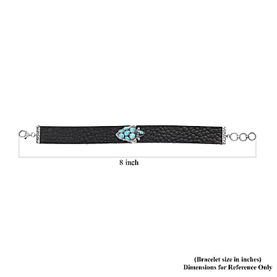 Artisan Crafted Sleeping Beauty Turquoise, Blue Moon Turquoise Arrow Head Bracelet in Leather Cord and Sterling Silver (6.50-8.0In) 1.75 ctw