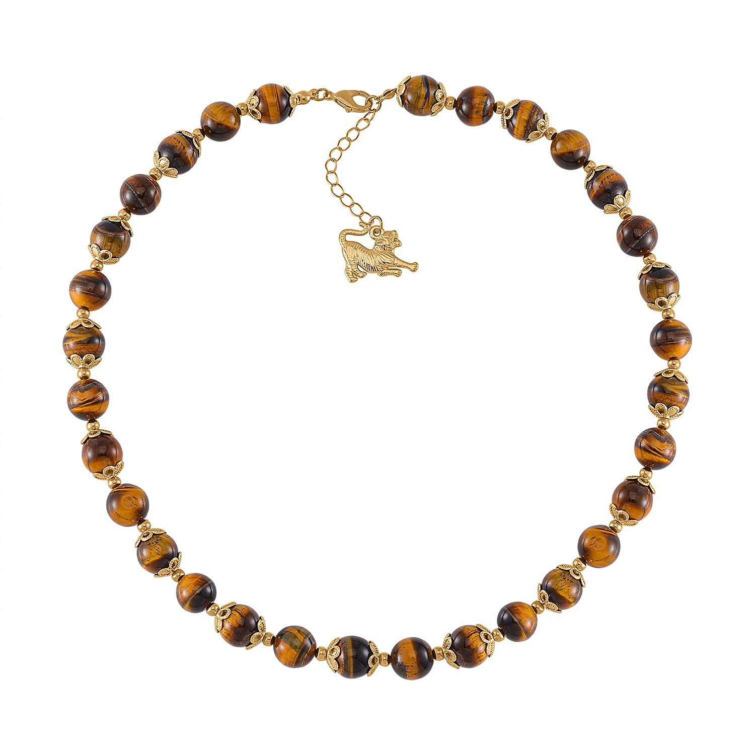 Tigers Eye 420.00 ctw Beaded Necklace in Goldtone 18 Inches 