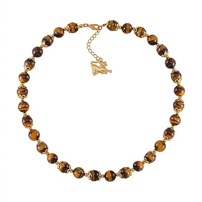 Tigers Eye 420.00 ctw Beaded Necklace in Goldtone 18 Inches 