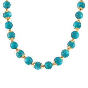 Constitute Blue Howlite 420.00 ctw Necklace in Goldtone (18 Inches)