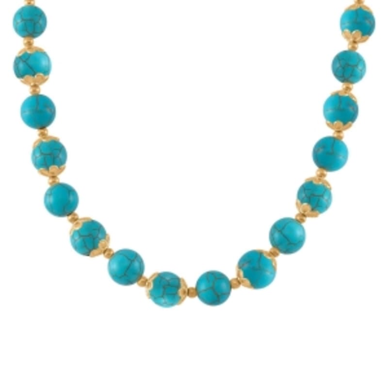 Constitute Blue Howlite 420.00 ctw Necklace in Goldtone (18 Inches)