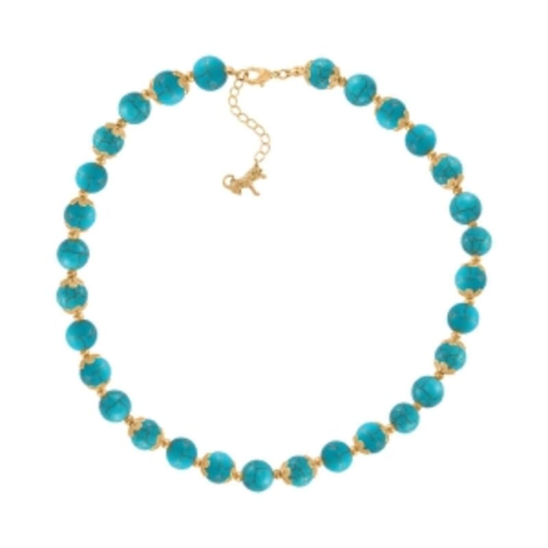 Constitute Blue Howlite 420.00 ctw Necklace in Goldtone (18 Inches)