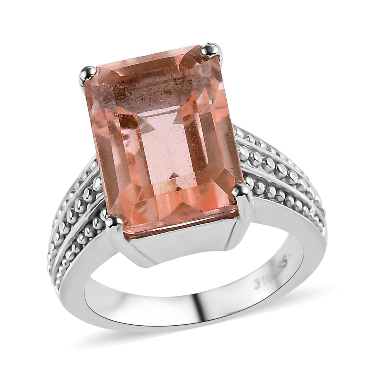 Buy Morganique Quartz Triplet 8.40 ctw Solitaire Ring in Stainless Steel Size 10.0 at ShopLC