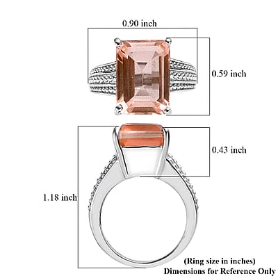Morganique Quartz (Triplet) 8.40 ctw Solitaire Ring in Stainless Steel (Size 10.0)