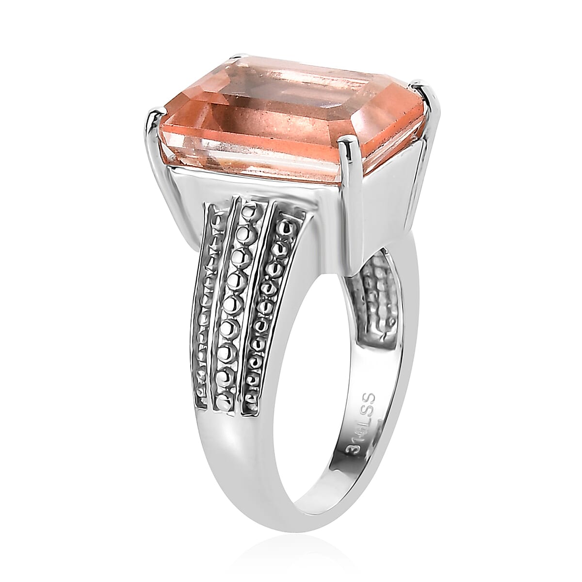 Morganique Quartz (Triplet) 8.40 ctw Solitaire Ring in Stainless Steel (Size 11.0) image number 3