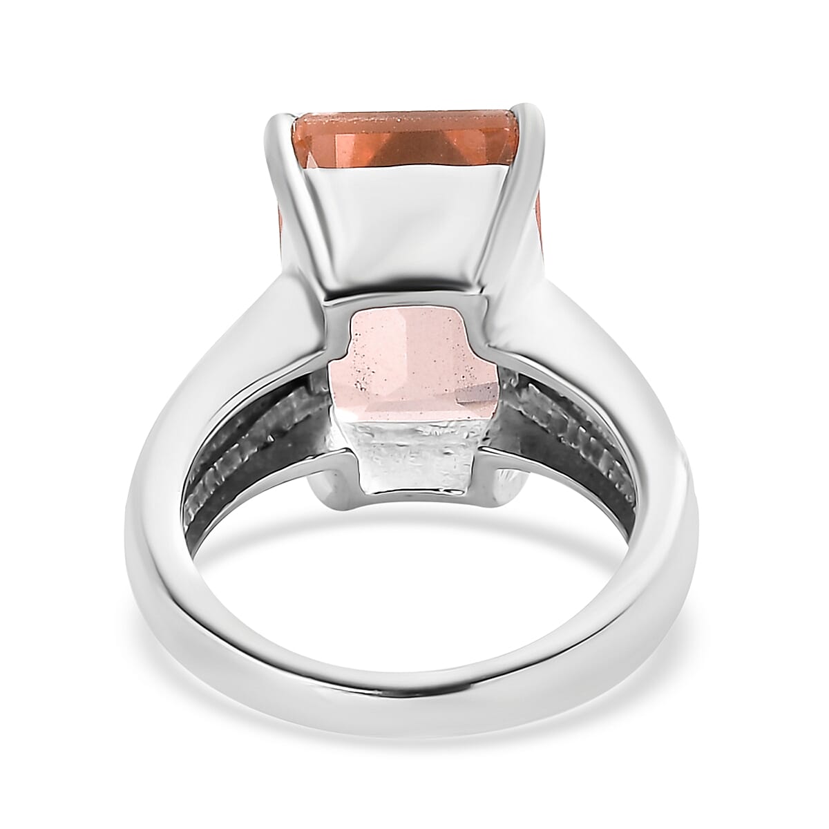 Morganique Quartz (Triplet) 8.40 ctw Solitaire Ring in Stainless Steel (Size 11.0) image number 4