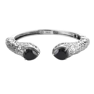 Thai Black Spinel 11.10 ctw Cuff Bracelet in Stainless Steel (6.50 In)