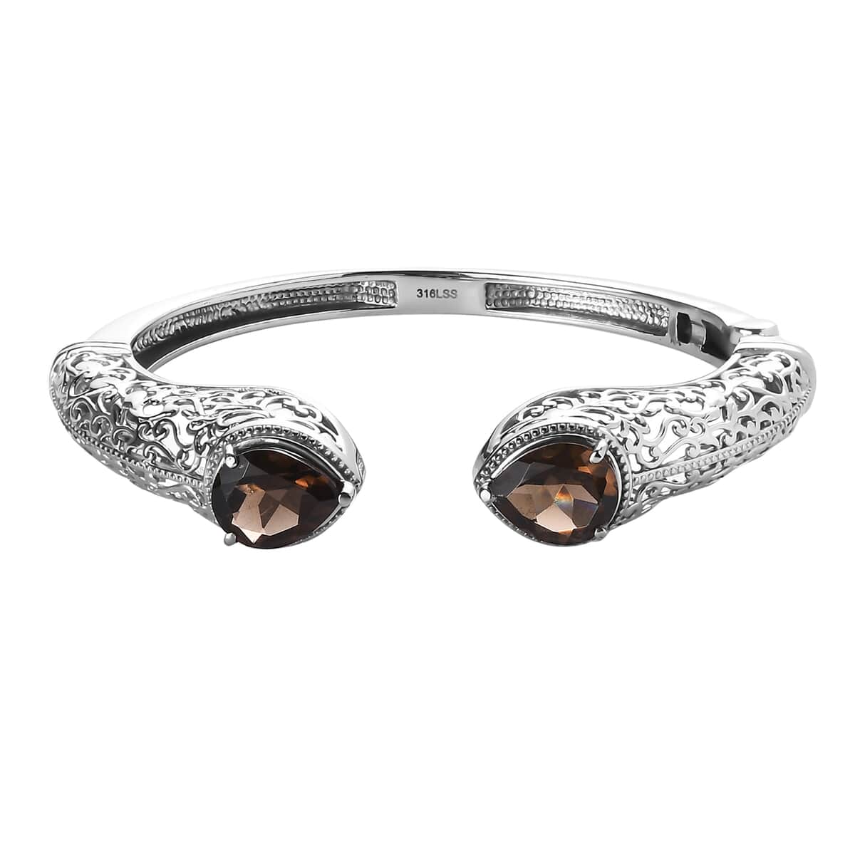 Brazilian Smoky Quartz 7.65 ctw Cuff Bracelet in Stainless Steel (8.00 In) image number 0