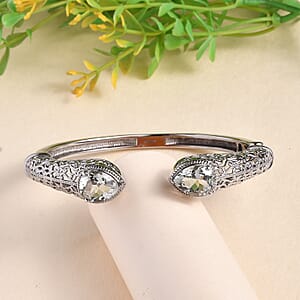 Montezuma Prasiolite 8.10 ctw Cuff Bracelet in Stainless Steel (7.25 In)