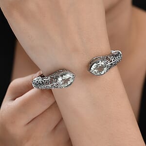 Montezuma Prasiolite 8.10 ctw Cuff Bracelet in Stainless Steel (7.25 In)