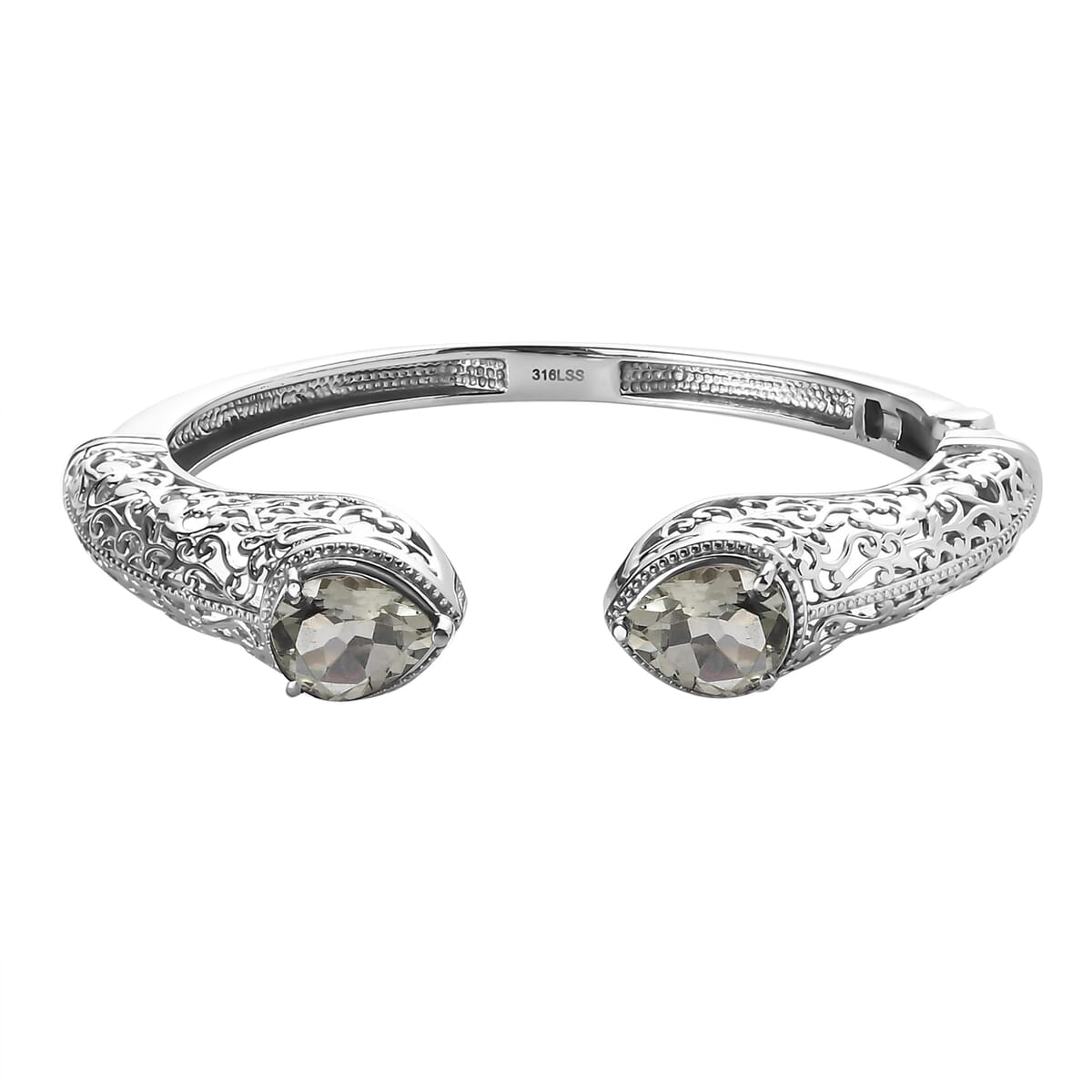 Montezuma Prasiolite 8.10 ctw Cuff Bracelet in Stainless Steel (8.0 In) image number 0