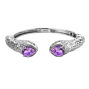 Rose De France Amethyst 8.25 ctw Cuff Bracelet in Stainless Steel (7.25 In)
