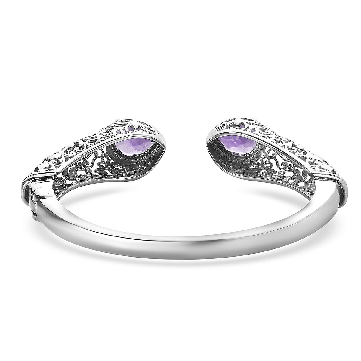 Rose De France Amethyst 8.25 ctw Cuff Bracelet in Stainless Steel (7.25 In) image number 4