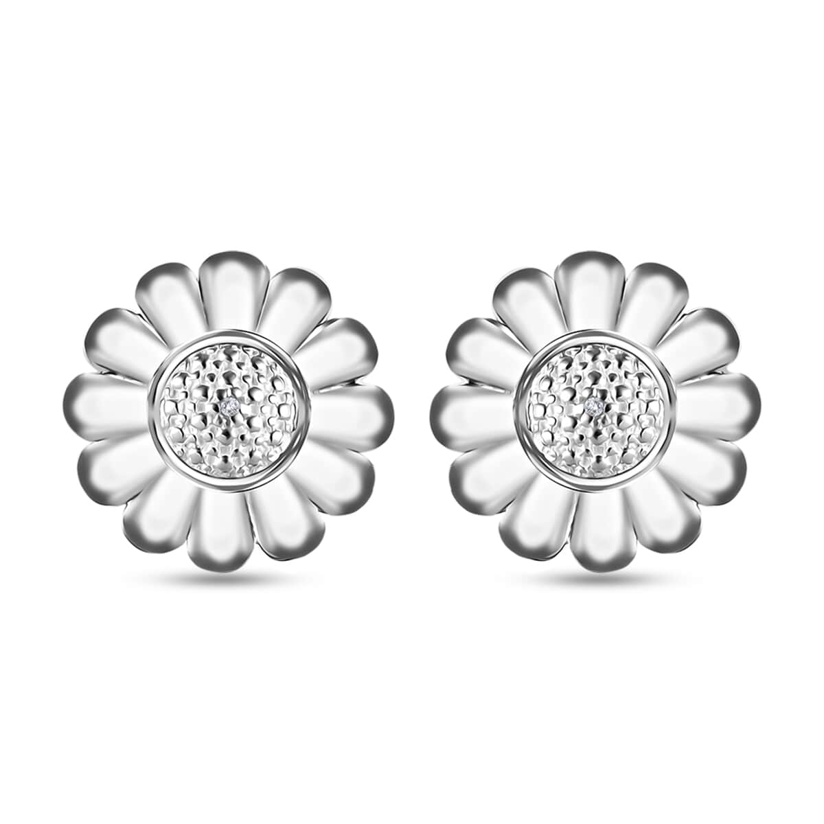 White Diamond Accent Solitaire Stud Earrings in Sterling Silver image number 0