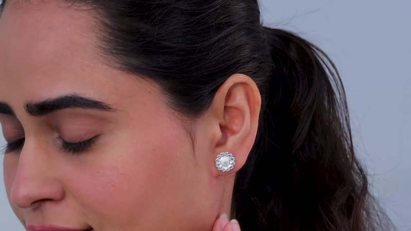 White Diamond Accent Solitaire Stud Earrings in Sterling Silver