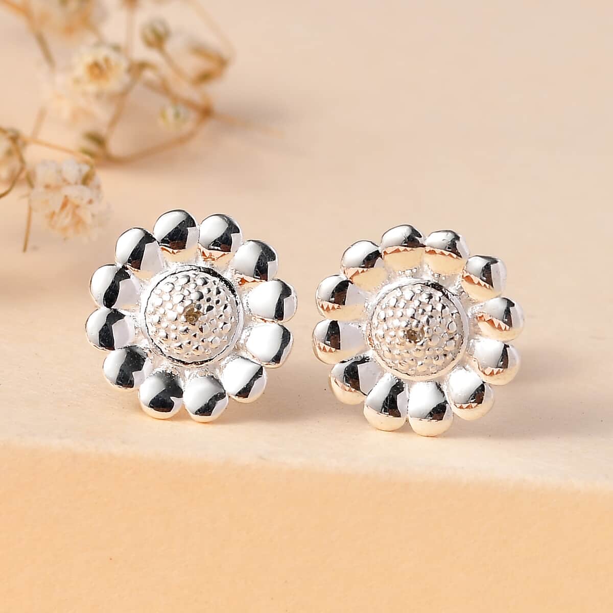 White Diamond Accent Solitaire Stud Earrings in Sterling Silver image number 1