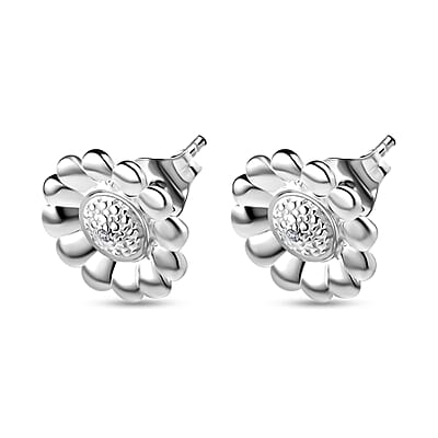 White Diamond Accent Solitaire Stud Earrings in Sterling Silver