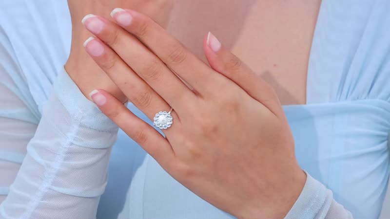 Diamond Accent Floral Diamond Ring in Sterling Silver (Size 10.0)