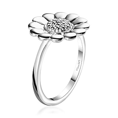 Diamond Accent Floral Diamond Ring in Sterling Silver (Size 10.0)